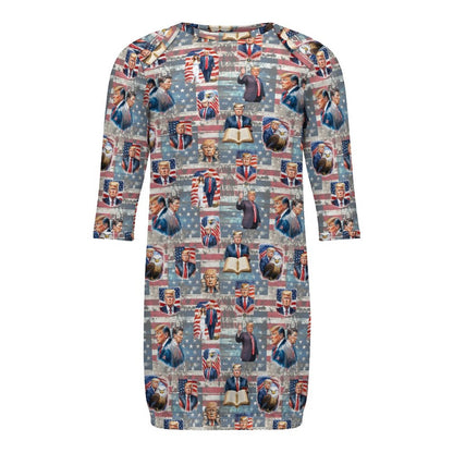 16 Trump Designs, Baby Long Sleeve Faux Cotton Sleeper Gown
