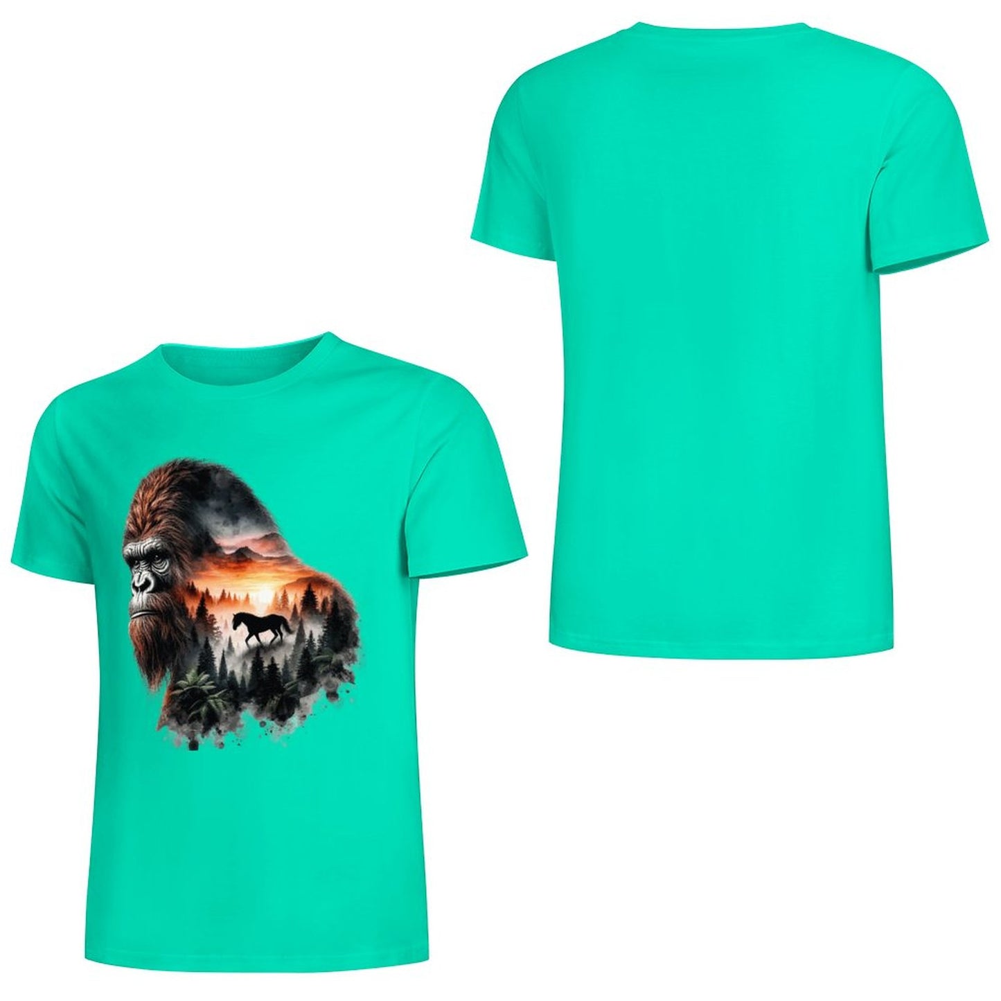 Bigfoot - Sasquatch Scenery Short Sleeve Cotton T-Shirt
