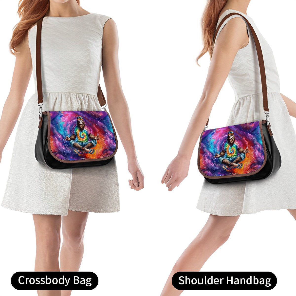 Bigfoot / Sasquatch Yoga, Leather Shoulder Bag / Purse