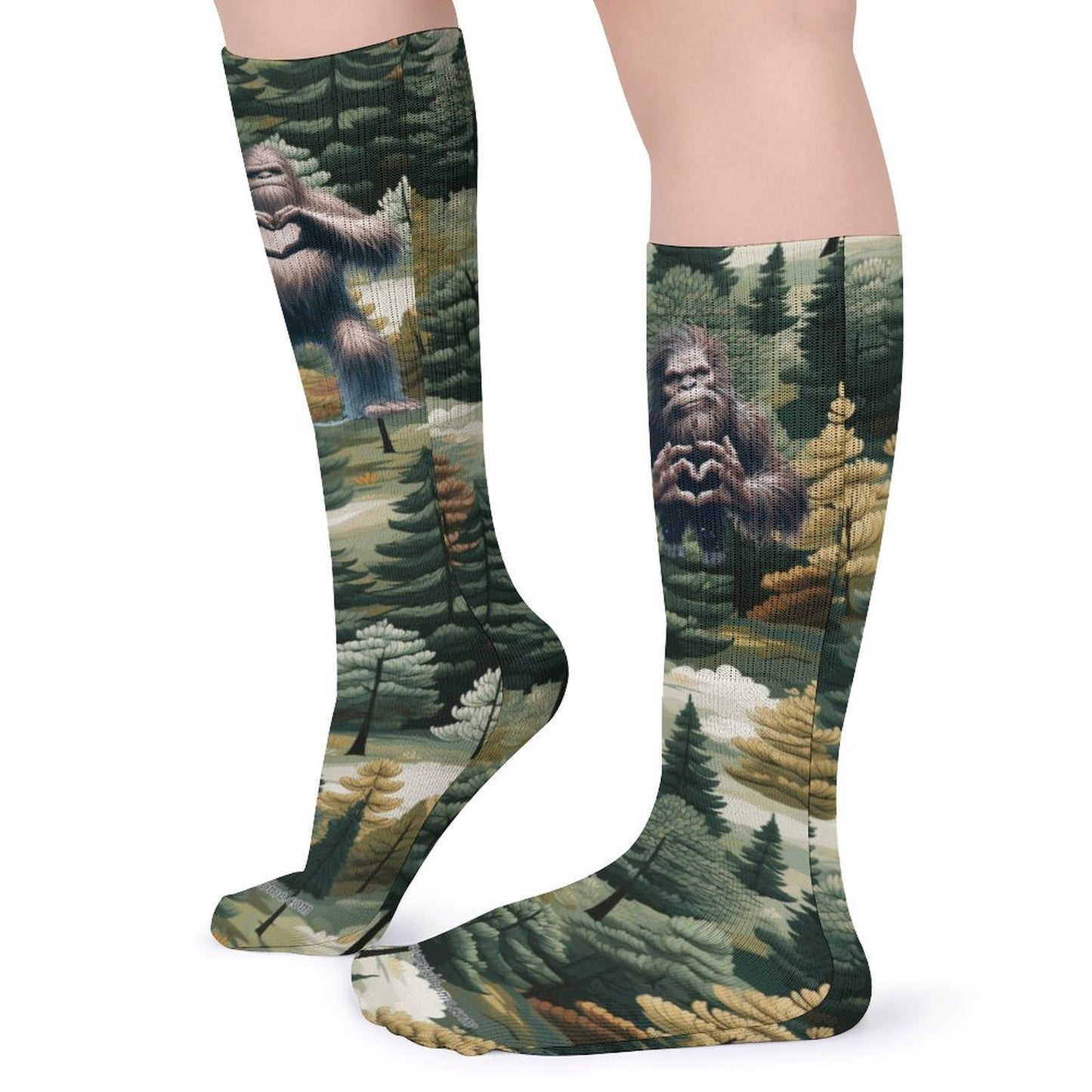 Bigfoot / Sasquatch LOVE, 15.5 Inch Tube Socks