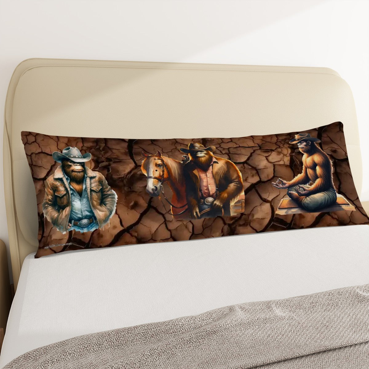 Cowboy Bigfoot / Sasquatch, Long Body Pillow Case
