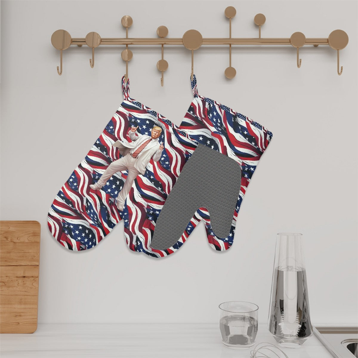 Set of 2 Silicone Heat Resistant Oven Mitts - Donald Trump