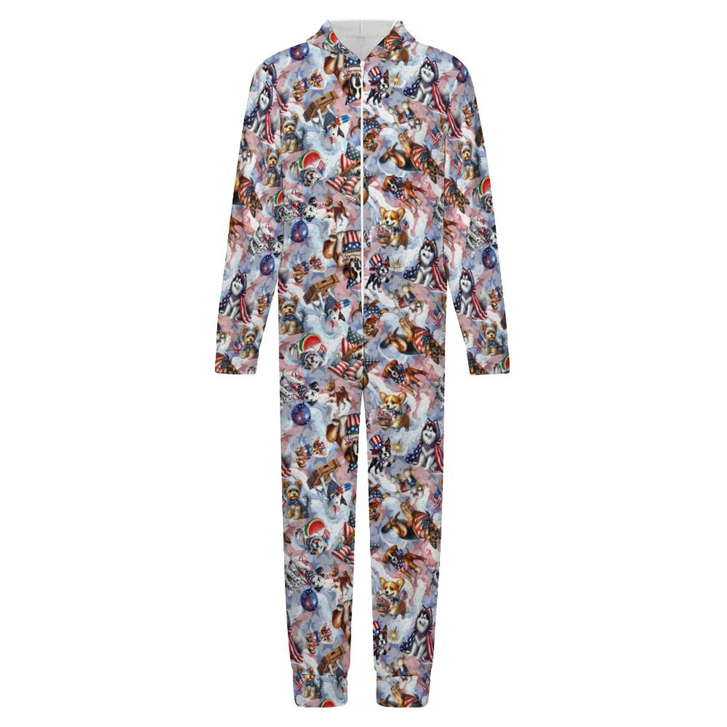 8 Patriot Designs, Youth Flannel Footless Zip up Pajama Jumpsuit