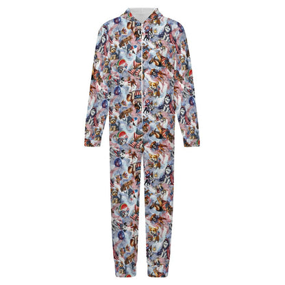 8 Patriot Designs, Youth Flannel Footless Zip up Pajama Jumpsuit