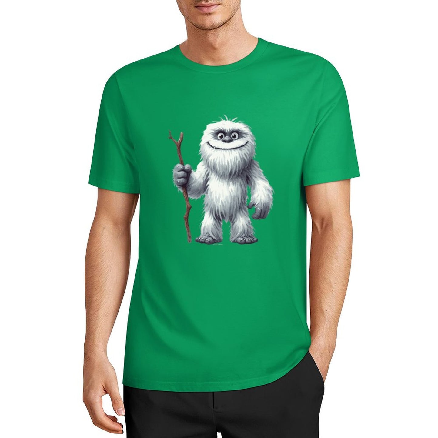 Bigfoot - Sasquatch Yeti Stick Short Sleeve Cotton T-Shirt