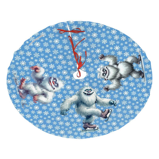 Cute Yeti Design, Plush Christmas Tree Skirt – 3 Sizes