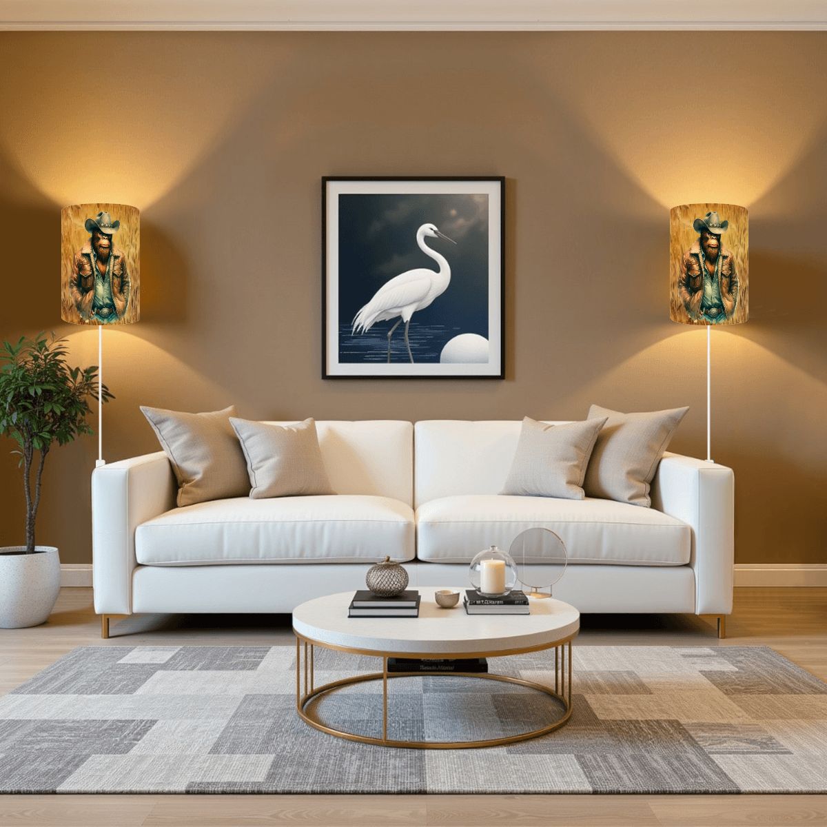 Cowboy Bigfoot / Sasquatch, Wall Sconces, Set of 2, Plug In