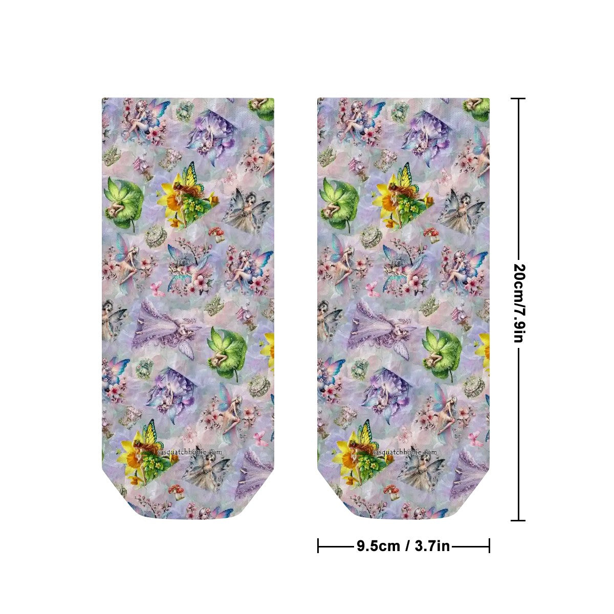 6 Fairy Designs, 8” Poly Ankle Socks