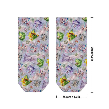 6 Fairy Designs, 8” Poly Ankle Socks