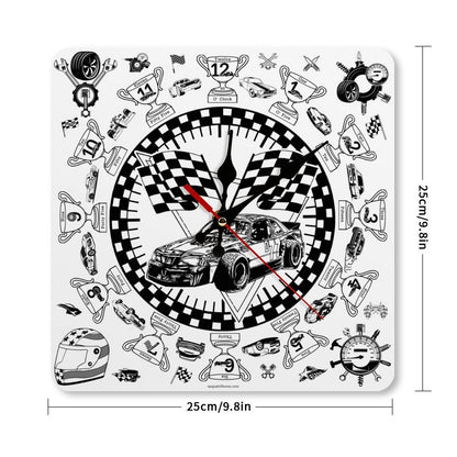 Racecar Themed Square Wall Clock