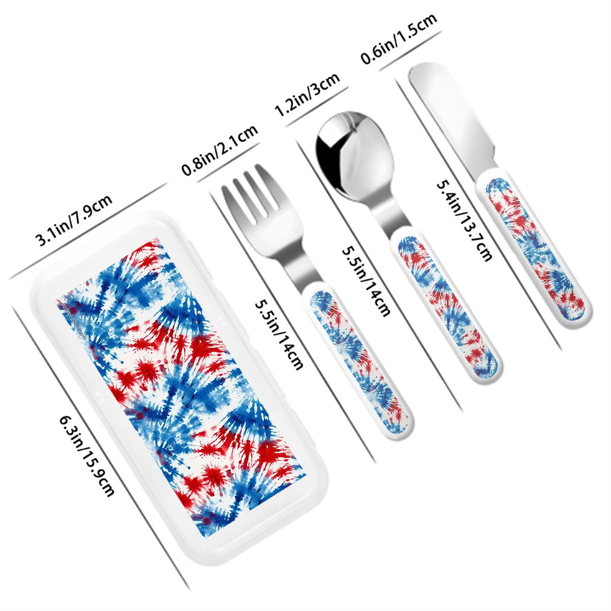 19 Tie-Dye Designs Kids Straight Handled Cutlery Set