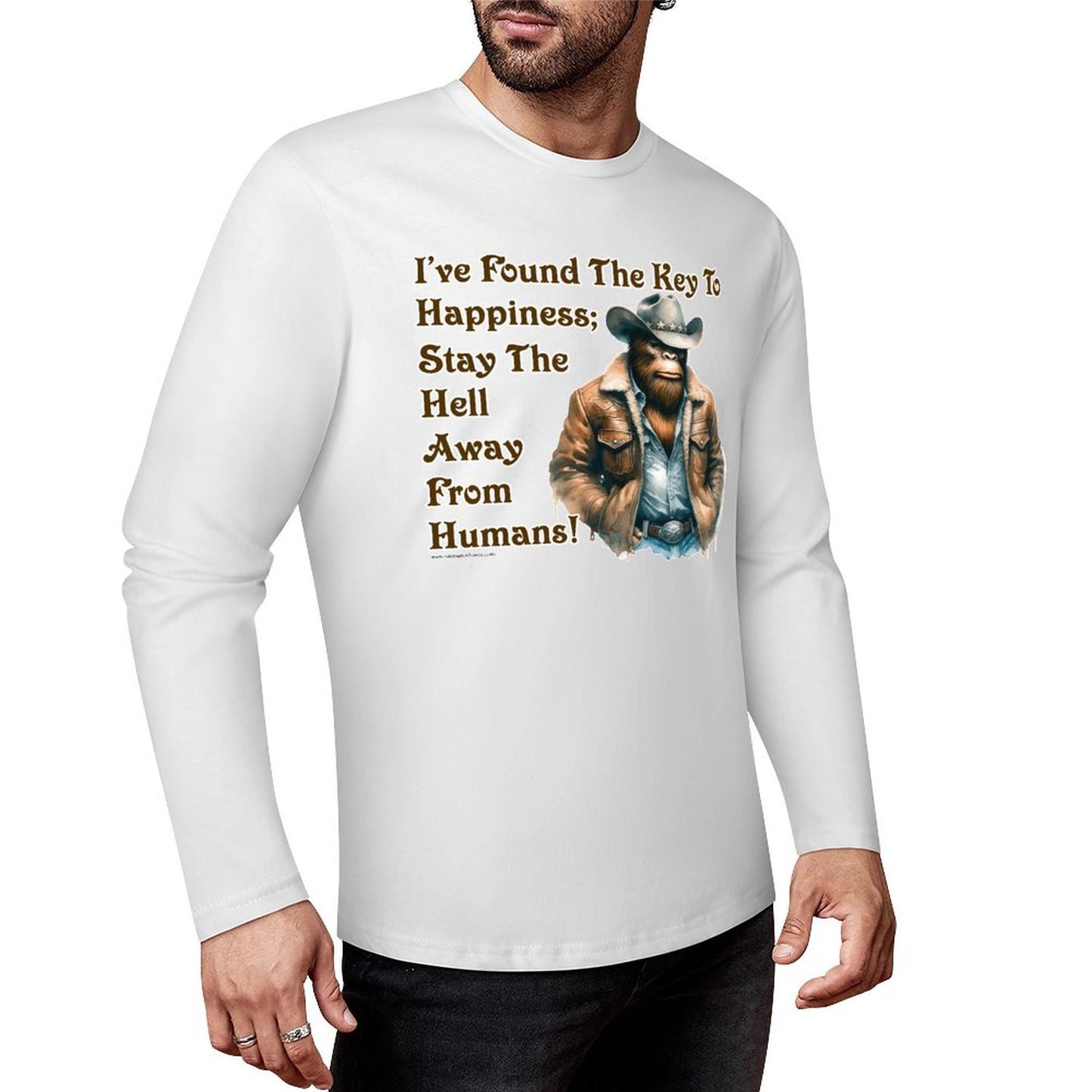 Cowboy Bigfoot / Sasquatch, "I found the key...", Cotton Unisex Long Sleeve T-shirt