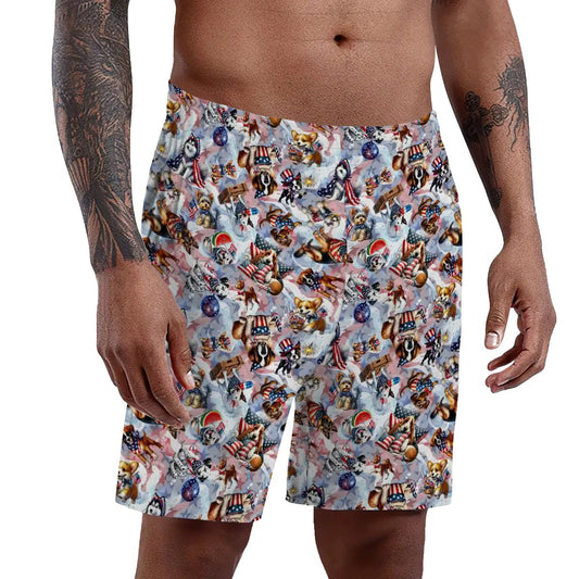 8 Patriotic Designs, Men’s Polyester, pocketed, pajama Shorts