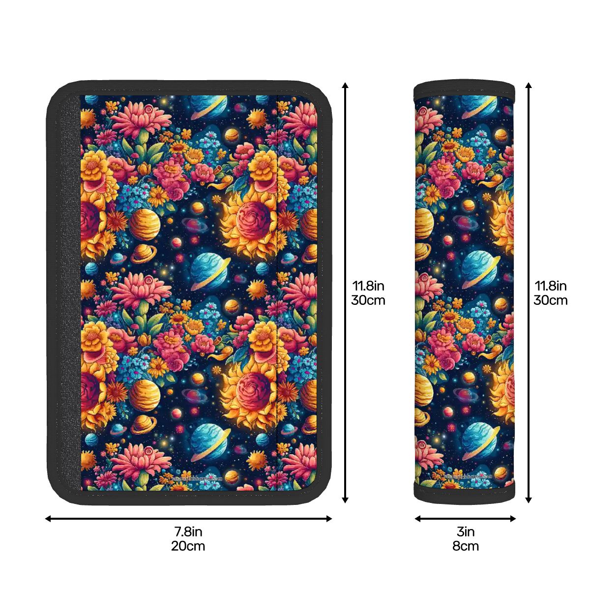 12 Galaxy / Outer Space Designs, Seat Belt Cover Pad For Adults 2 Pcs