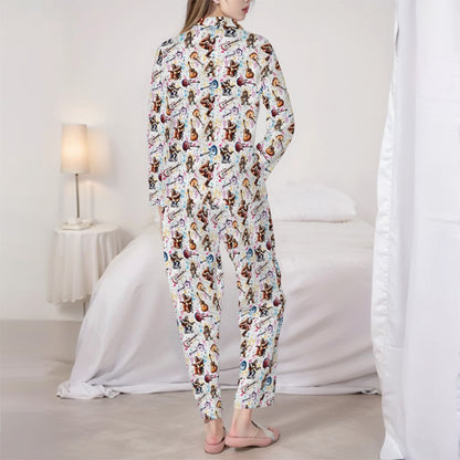 Bigfoot Sasquatch Playing Guitar Women’s Long Sleeved Pajama Set