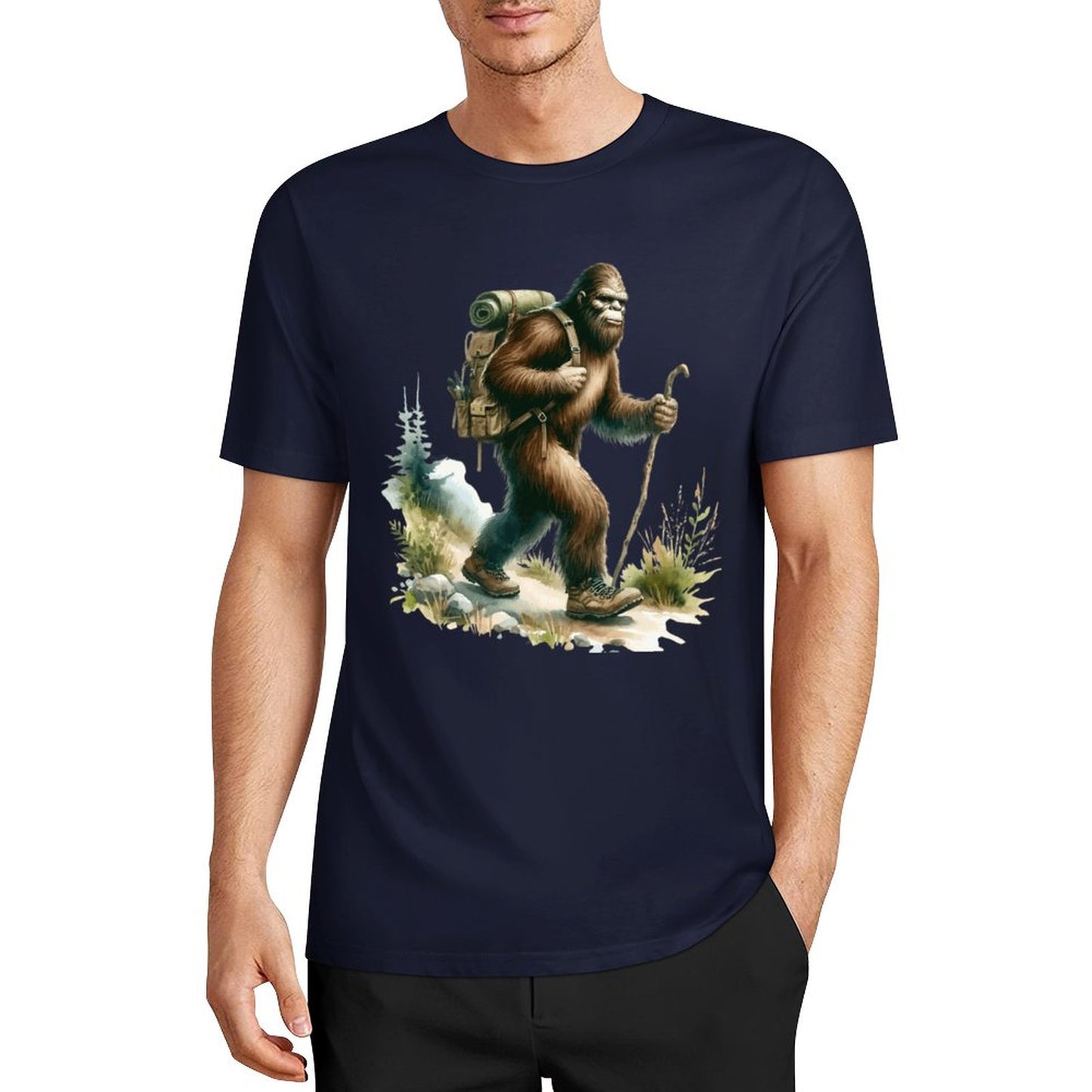 Bigfoot - Sasquatch Hiking Short Sleeve Cotton T-Shirt
