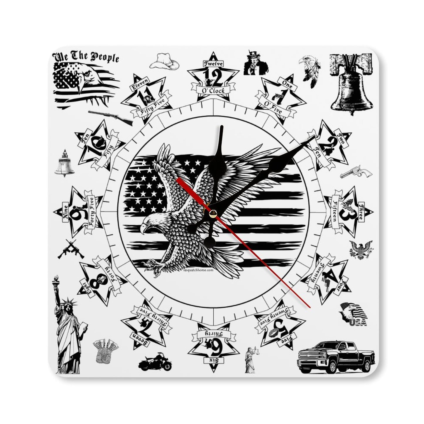 Patriotic Square Wall Clock