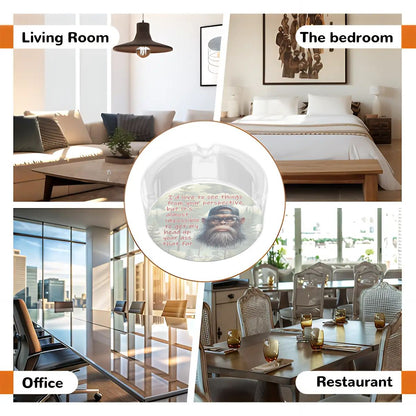 3 .3" Round, Lead Free Glass Ashtray - Bigfoot, Sasquatch "I'd like to..."