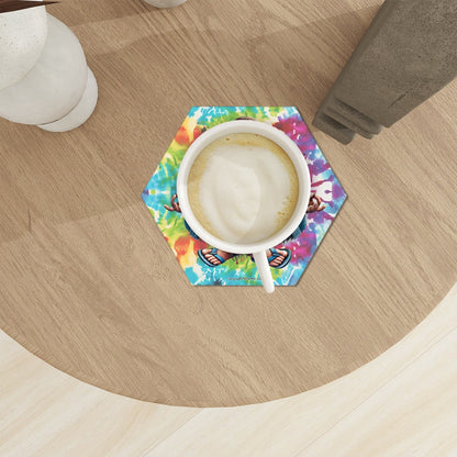 Hippie Bigfoot / Sasquatch, 6 Ceramic Coasters w metal stand