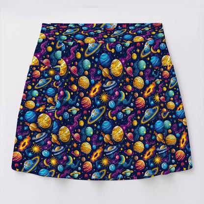 12 Galaxy / Outer Space Designs, Women’s Milk Silk Sports Skorts with Pockets