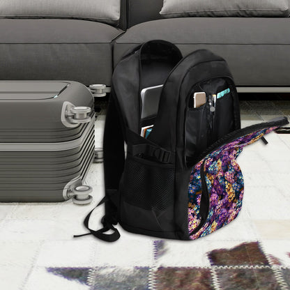10 Flower Designs, Large Capacity, Oxford Travel, Laptop Bag with USB Charger