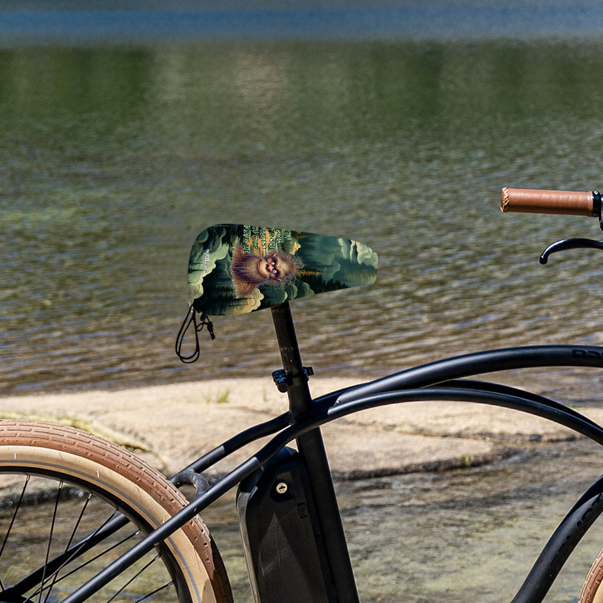 Bigfoot / Sasquatch "If you find me offensive...", Waterproof Bike Seat Cover