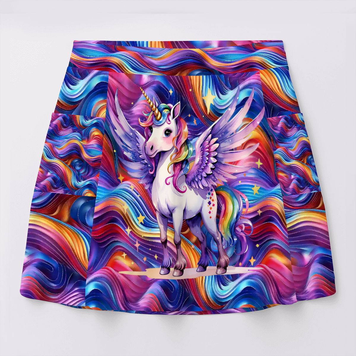 Unicorn & Rainbows, Women’s Milk Silk Sports Skorts with Pockets