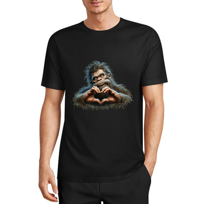 Bigfoot - Sasquatch Heart Hands Short Sleeve Cotton T-Shirt
