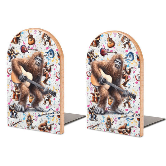 Bigfoot Playing Guitars, Wood Bookends