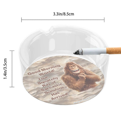 3 .3" Round, Lead Free Glass Ashtray - Bigfoot, Sasquatch