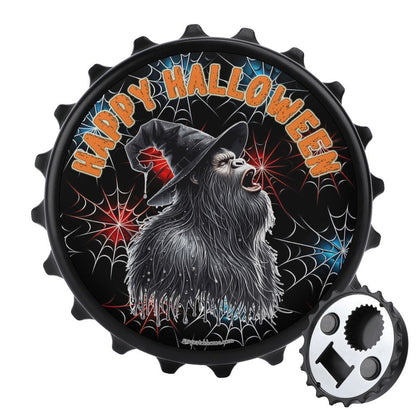 Bigfoot / Sasquatch "Happy Halloween", 3” Magnetic Can Opener / Coaster / Fridge Decor