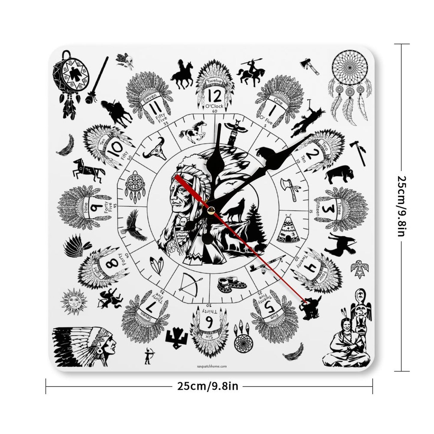 Native American Square Wall Clock