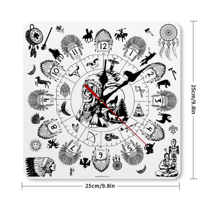 Native American Square Wall Clock