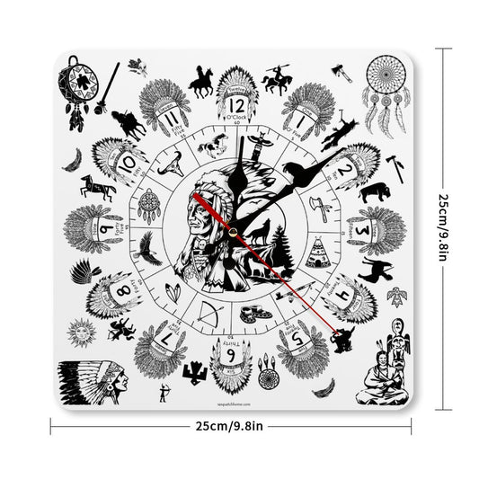 Native American Square Wall Clock