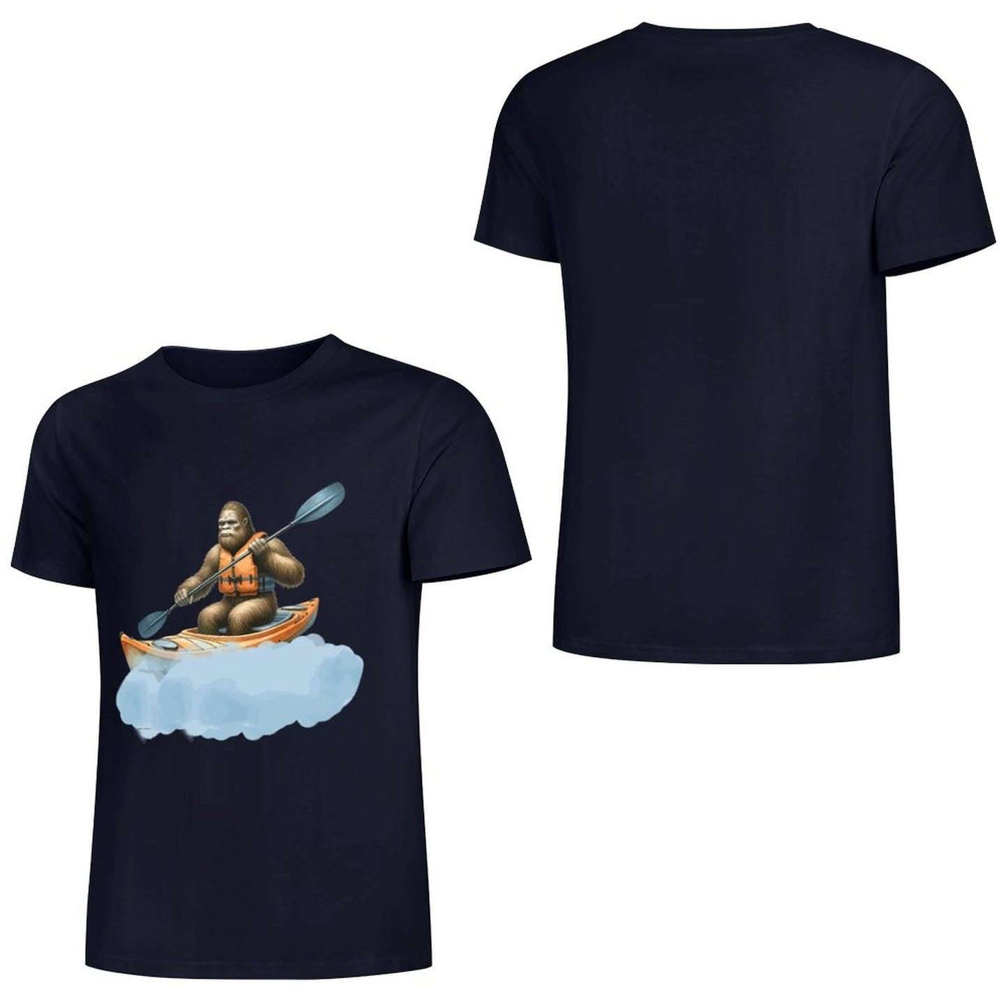 Bigfoot - Sasquatch Kayaking Short Sleeve Cotton T-Shirt