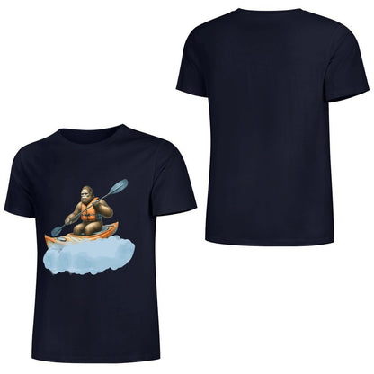 Bigfoot - Sasquatch Kayaking Short Sleeve Cotton T-Shirt