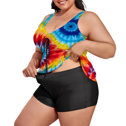 10 Tie Dye Designs, Plus Sized Women’s Two Piece Tankini Swimsuit
