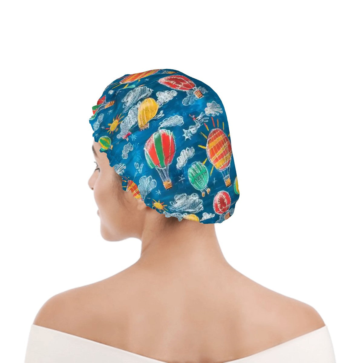 Child Crayon Drawing, Reusable Shower Cap