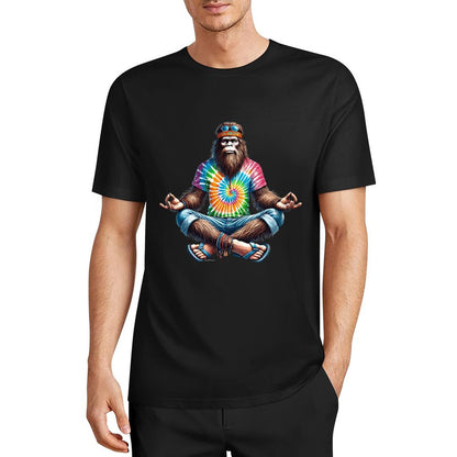 Bigfoot - Sasquatch Hippie Yoga Short Sleeve Cotton T-Shirt