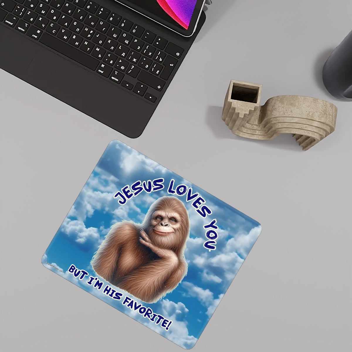 Sasquatch, Bigfoot, Large Mouse Pad w Non-Slip Base- 12”x 9.8”