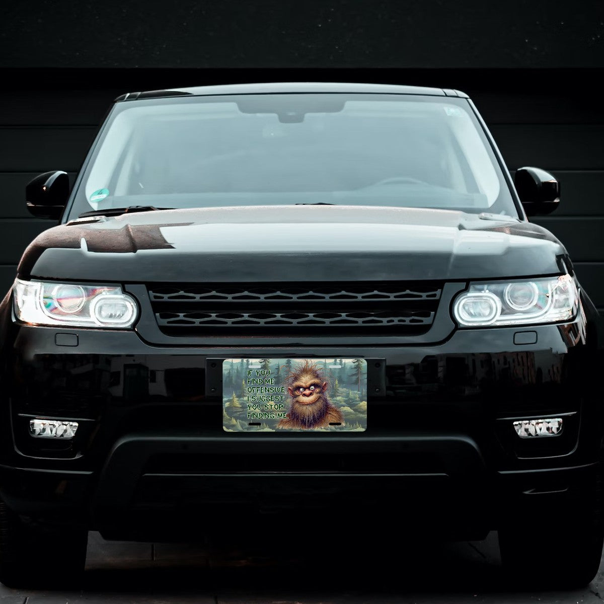 Bigfoot, Sasquatch, "If you find me offensive" - Automotive Vanity Plate, 12"x6", Aluminum License Plate