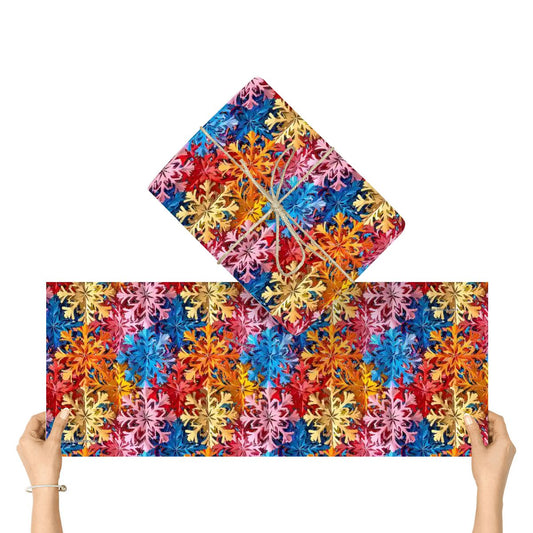 Psychedelic Snow Flakes 3 Pack Gift Wrapping Paper Sheets