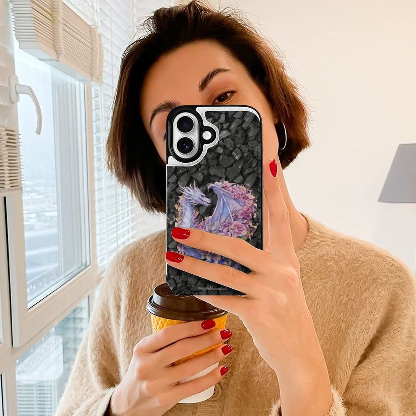 Floral Dragon, iPhone 16 Faux Leather Wallet Case