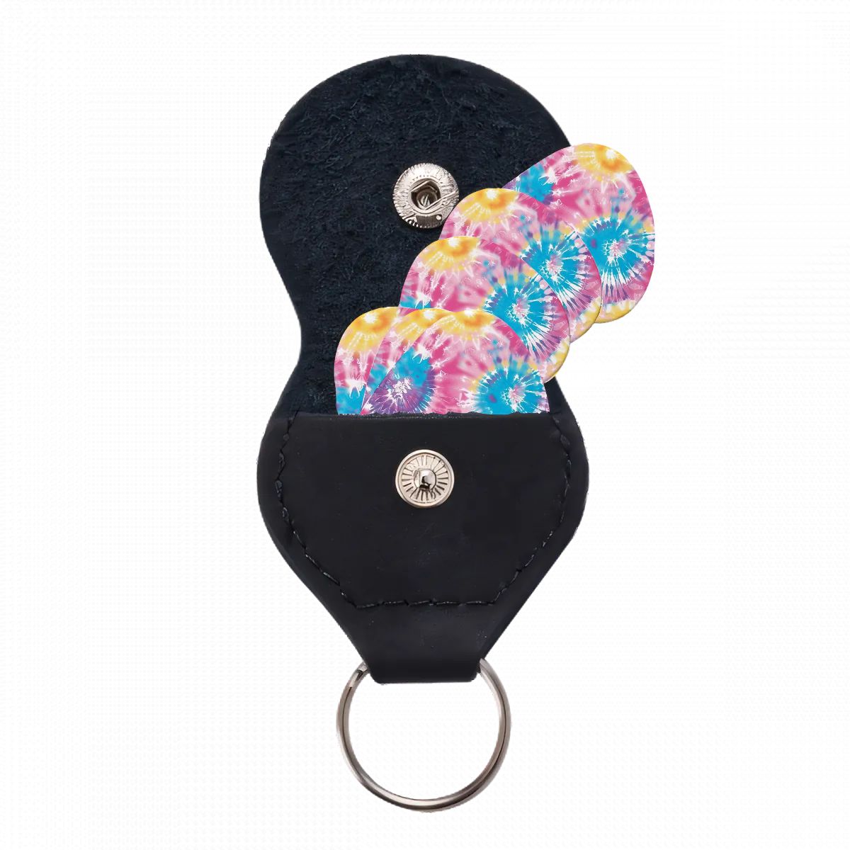 6 Guitar Picks with Keychain Snap Case - Tie Dye – 3 Thicknesses