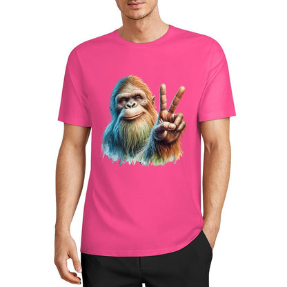 Bigfoot - Sasquatch Peace Sign Short Sleeve Cotton T-Shirt