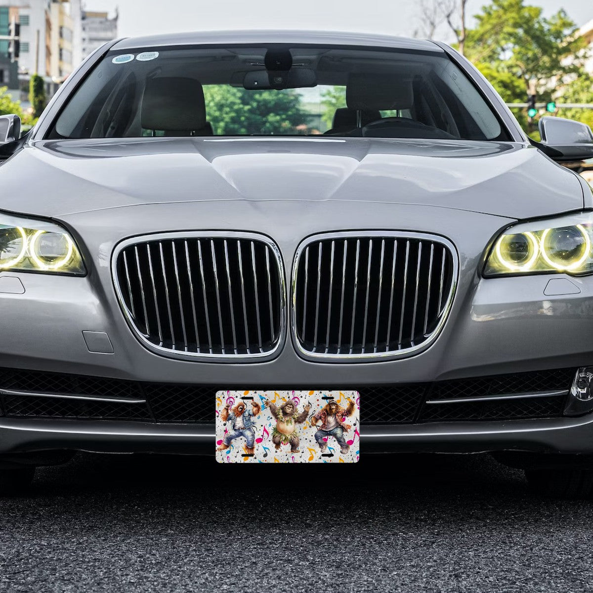 Dancing Bigfoot, Sasquatches Dancing - Automotive Vanity Plate, 12"x6", Aluminum License Plate