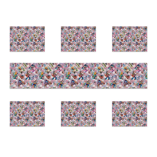 8 Patriotic Designs, Table Runner Placemat Set 7 Pieces