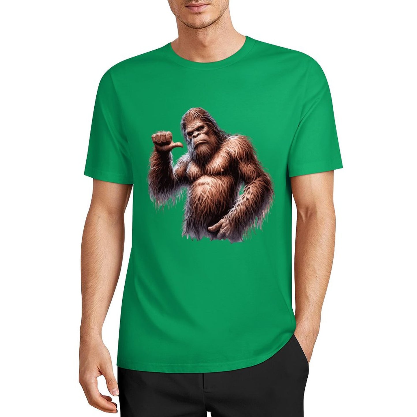 Bigfoot - Sasquatch Pointing at self Short Sleeve Cotton T-Shirt