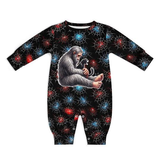 Halloween Bigfoot, Sasquatch, Long Sleeve Baby / Toddler Romper, Faux Cotton