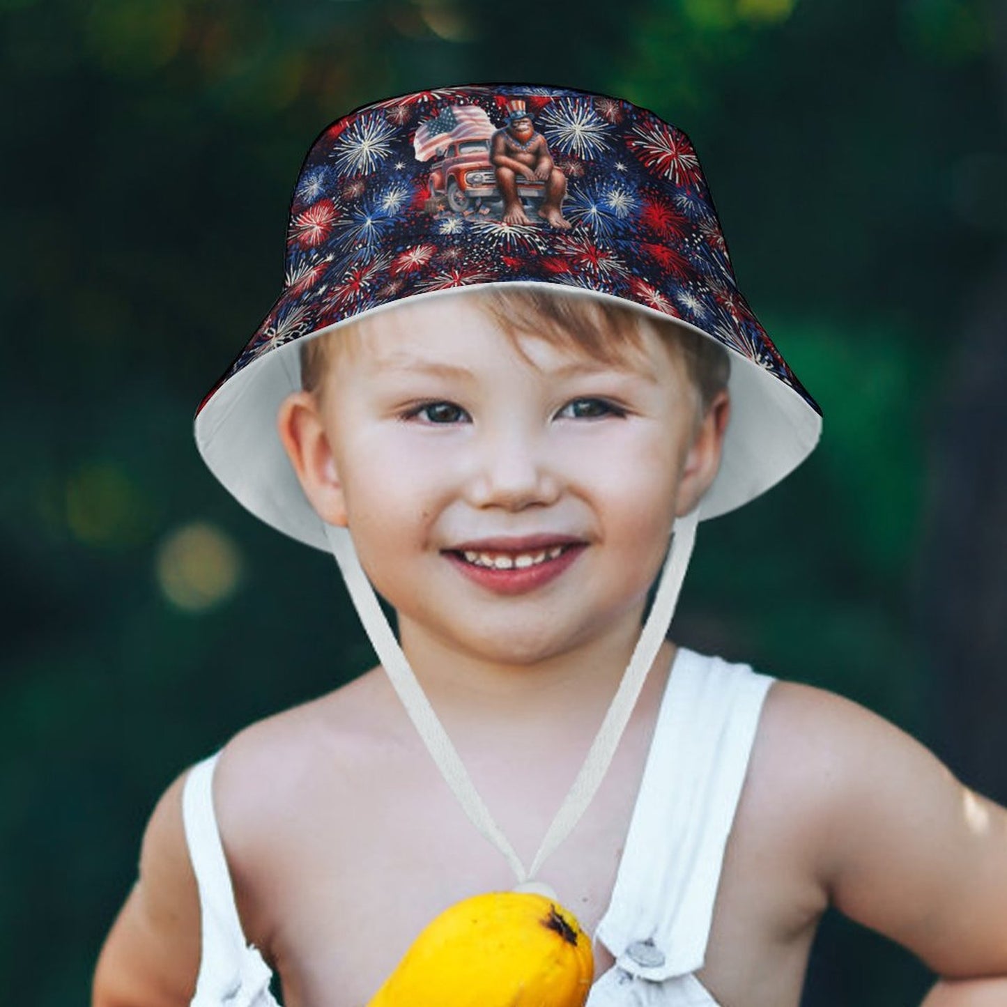 Patriot Bigfoot / Sasquatch on Truck, Kid’s Bucket Hat